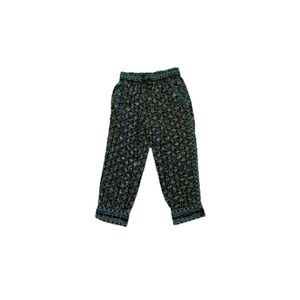 Anthropologie Black and Teal Cropped Boho Pants - Women’s Size XXS
